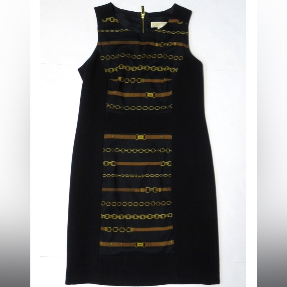 MICHEAL KORS CHAIN LINK PATTERN SLEEVELESS SHEATH DRESS